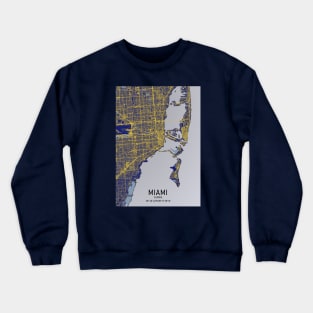 Miami City Map Yellow and Blue Crewneck Sweatshirt